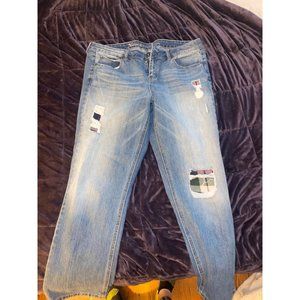 Jeans, casual fit size 14, ripped, flannel